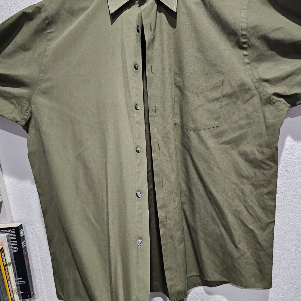 Men's Van Heusen Olive Green LongSleeve Size‎ 17, 34/35 XL - Picture 6 of 8